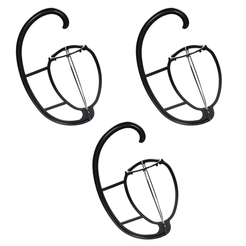 Carendia Hanging Wig Stand 3 Pack Portable Wig Drying Stand with Hook Collapsible Wig Holder for Multiple Wigs Space Saving Wig Hanger for Travel Salon & Home Storage Black (3 Pack)