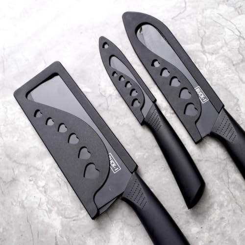 Image of RADA Knife Set for Kitchen Professional 3-Piece Kitchen Knife Set - High Carbon Stainless Steel Chef, Utility & Santoku Knives with Ergonomic Black Handles (3 Pc Knife Set) (Black)
