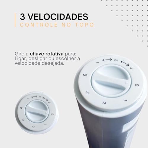 Ventilador Circulador de Ar de Coluna 220V - Silencioso, 3 Velocidades, Design Moderno e Compacto