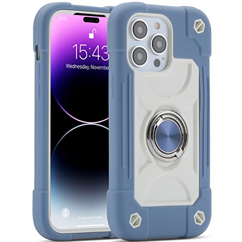 Image of MARKILL Compatible with iPhone 14 Pro Max Case 6.7 Inch with Ring Stand, [Soft Silicone and Hard Plastic ] Heavy-Duty Military Grade Shockproof Case Phone Cover For iPhone 14 Pro Max. Blue