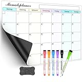 SONNELD Monatsplaner Abwischbar Magnetischer für Kühlschrank, Wiederverwendbarer Whiteboard-Familienkalender mit 6 Stiften & Radierer, für Küche, Büro, Schule, the Family Plan To do Liste 42 x 30 cm