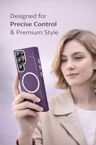 Image of DIZORO Premium Magnetic Case for Samsung S24 Ultra, [Military Grade Drop Protection][Fit for MagSafe], Slim Anti-Fingerprint & Soft Touch Full Body Protective Cover for Samsung S24 Ultra (Deep Purple)