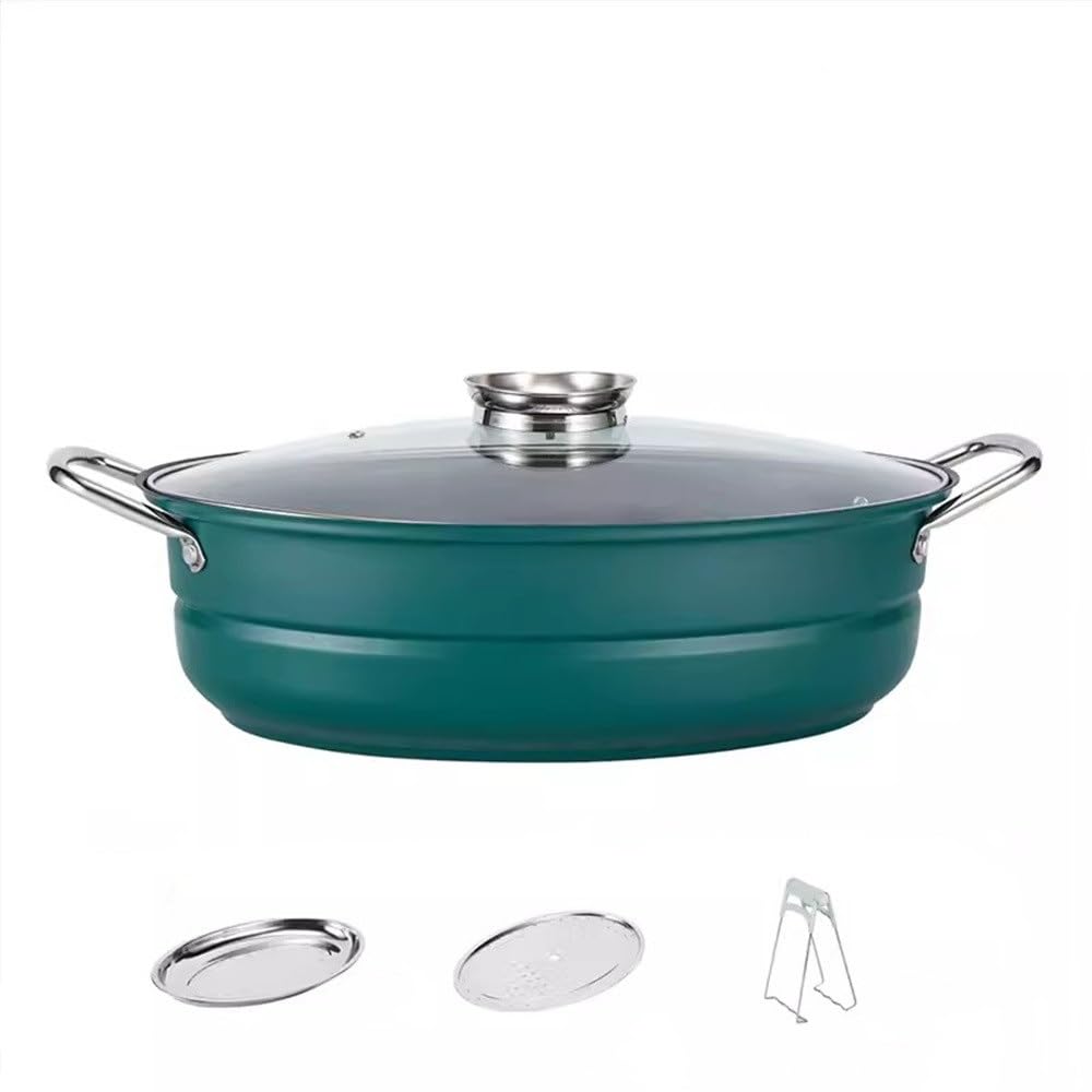 Pentola per cottura a vapore Pentola per cottura a vapore per Uso domestico Pentola universale per cottura a vapore (Verde 41 cm)