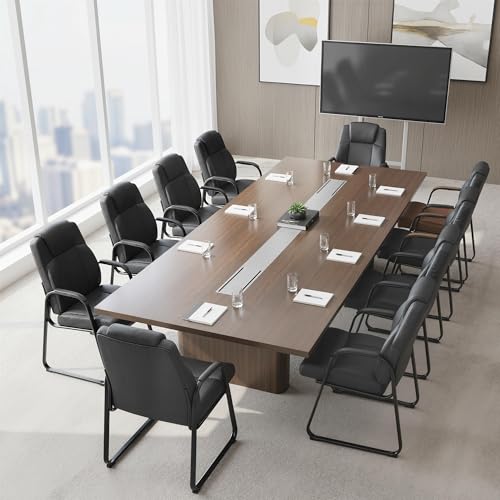 Image of Okeysen Big & Tall Waiting Room Guest Chair Set of 2, PU Leather Office Reception Stationary Side Chair with Padded Arms, Desk Chair with Sled Base No Wheels for Conference, Meeting, Lobby, 500lb