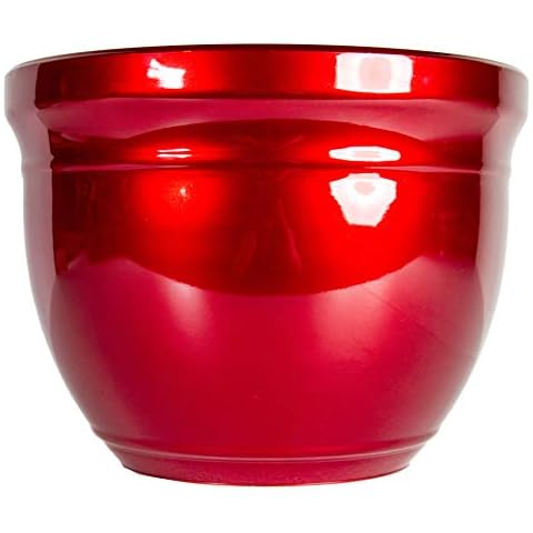 Gardener Select (MPR15-308 Large Round Planter - Modern Indoor & Outdoor Decorative Flower Pot/Box (15 Inch, Metallic Red) Cover