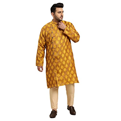 Image of SOJANYA (Since 1958, Men's Silk Blend Grey Kurta Pyjama & Silk Blend Jacket Combo