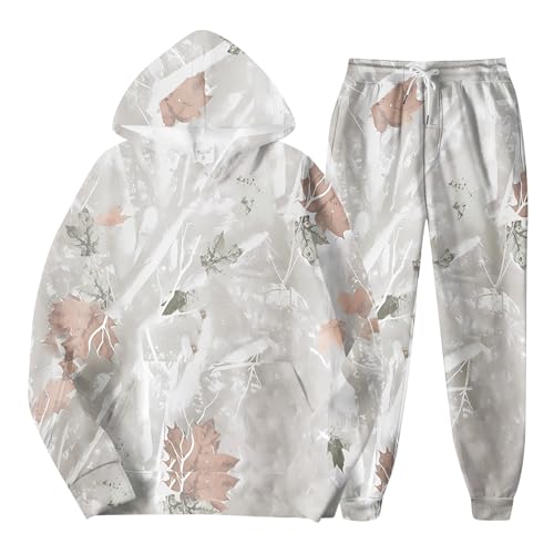 Sweat Suits for Womens Camo Hoodie 2 Piece Long Sleeve Crewneck Sweatshirts Wide Leg Sweatpants Matching Lounge Sets3