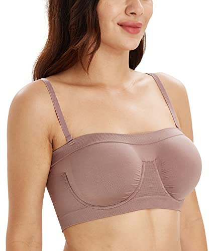 Image of DotVol Women's Underwire Bralette Non Padded Bandeau Tube Top Multiway Bra | Unpadding,Seamless,Non-Slip,Multiway