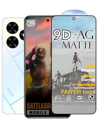 Image of Premium Tempered Glass for TECNO POP 8 (matte finish glass, Pack of 1) Full Screen Coverage gaming matte Screen Protector Guard (TECNO POP 8)
