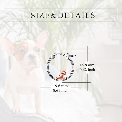 Yfn French Bulldog Hoop Earrings Jewelry Gifts For Women Girls Sterling Silver Animal Earrings For Sensitive Ears #TOP4