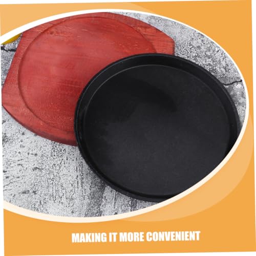 Garneck Cast Iron Griddle Pan for Home Cooking Fajita Pan Set Wooden Steak Plates Non-Stick Grill Plate for BBQ Parties - Image 4