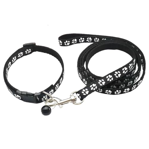 COYUN Collare Cane,collari e guinzaglio,Guinzaglio per Cani, regolabile per cani e gatti, con guinzaglio a sgancio rapido con fibbia per cani di piccola taglia e gatti cuccioli (Nero)