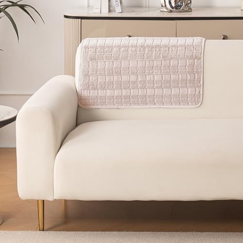 Image of HOKIPO 'Plush Haven' Premium Anti-Slip Backrest Mat | Soft Fluffy Plush Fabric, Beige - 1 PC (AR-6256-BGE)