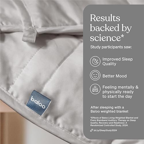 Image of Baloo Weighted Blanket for Adults 15 lb Full /Queen (Silver Sage, 60 inchx80 inch) | Cool & 100% Cotton | Machine Washable & Dryer Safe | Glass Microbead Fill