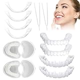Falsche Zähne Veneers,2 Paare Furniere Zähne Kosmetische,Kosmetische Veneers Zähne Set,Zähne Provisorische,Oben unten Temporäre Zähne Zahnersatz Weiß Kosmetische Zähne Temporäre Prothesen