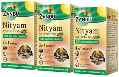 Zandu Nityam 30 Tablets Pack of 3 | Ayurvedic Laxative | Overnight relief from constipation | Relief from Gas, Acidity & Bloating | No Stomach Cramps
