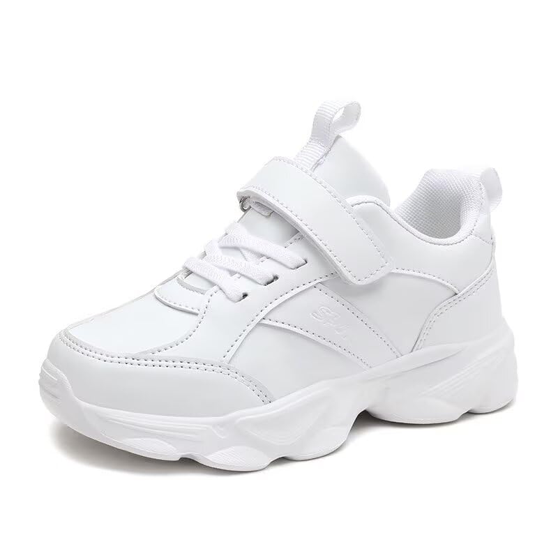 Zonkacen Kids Boy Soft Comfortable Water Resistant Walking Sneakers for Winter Autumn Outdoor Cycling Running Travel Sport Playing Ball White 2 Big Kid