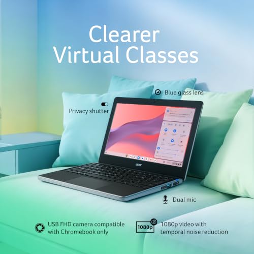 Image of Acer Chromebook, MediaTek Kompanio 540 Octa-Core Processor, 4GB RAM, 64GB eMMC, Full HD, 11.6 inch inch Display, Chrome OS, Black, 1.2 KG, C725, Arm Mali G57 Graphics, WiFi 6E Laptop