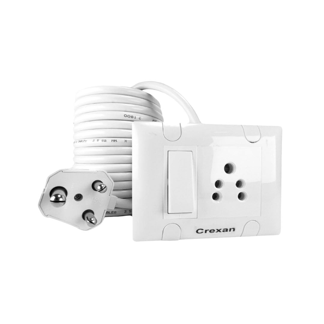 Extention Board 240 Volts 3 Pin 6Amp/ 1500 wattage Flexible Extension Board with 6 Amp Switch and 6Amp Socket, 6 Amps Small Plug, 1.5 Sq.mm 3 Core White Copper Wire (2 Meter)-image-34