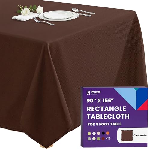 Image of Gee Di Moda Rectangle Tablecloth - 90 x 156 Inch Chocolate Table Cloth for 8 Foot Tables with Floor-Length Drop - Heavy Duty Washable Fabric for Holiday Party, Dinner, Weddings & Baby Shower
