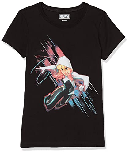 Marvel Little, Big Classic Ghost Spider Action Pose Girls Short Sleeve Tee Shirt