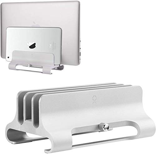 Image of URBAN KINGS 2 Slot Dual Vertical Laptop Stand for Desk Aluminum Adjustable Size & Space Saver Desktop Holder with Adjustable Dock Size