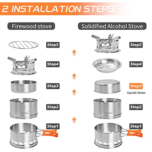 Canway Camping Stove, Mini Wood Stove/Backpacking Survival Stove, Windproof Anti-Slip Portable Stainless Steel Wood Burning Stove With Handle Nylon Carry Bag For Outdoor Trekking Hiking Picnic Bbq #TOP3