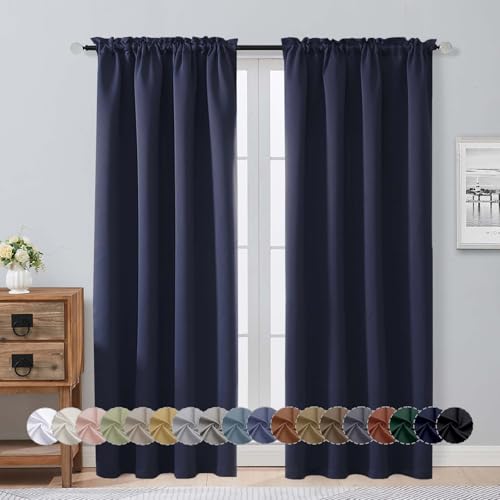 Image of Aiyufeng Blackout Curtains for Bedroom 72 Inch Length 2 Panels, Privacy Thermal Insulated Rod Pocket Door Window Curtains for Patio French Front Door, W40 x L72 Inch, Indigo