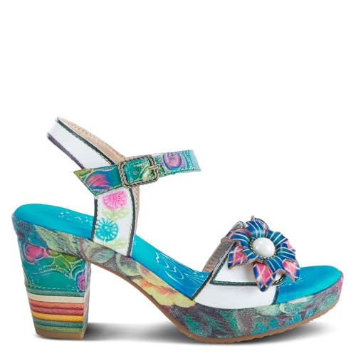 Image of L`Artiste Leilanie Hand-Painted Leather Platform Heel Sandal