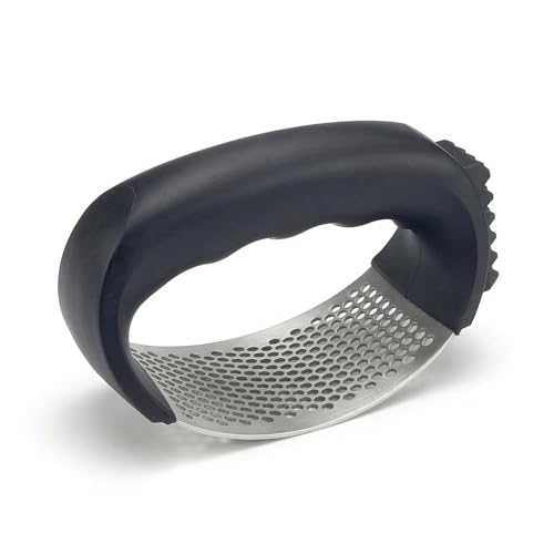 tiyiyok Knoblauchpresse Wippe Edelstahl Knoblauchschneider Knoblauchwippe Multifunktional Garlic Press für Zerkleinern von Knoblauch Ingwer Kartoffelpüree Fácil de Limpiar