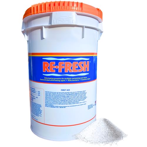 Refresh Granular 68% Active Chlorine Shock | 50-Pound Bucket with 1/2 Pound Scoop | Perfect for Swimming Pools, Use As Bactericide, Algaecide, Disinfectant in Pools & Spas | Fast Dissolving - 50LB