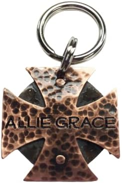 Iron Cross Pet Id Tag-Maltese Cross Dog Collar Tag-Custom Handmade in Copper, Nickel Or Brass-Unique Stamped Pet Id Tag-Personalized (1.5", Nickel Silver)