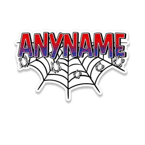 Custom Spider Name Sticker Personalized Text Spiders Web Nursery Decal Waterproof Vinyl Sticker for Laptop Water Bottle Phone Case Cars Decor Decal Stuff Gift Idea for Her Him