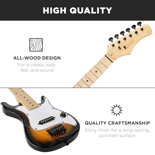 Image of Best Choice Products 30in Kids Electric Guitar Beginner Starter Kit w / 5W Amplifier, Strap, Gig Bag, Strings, Picks - Sunburst