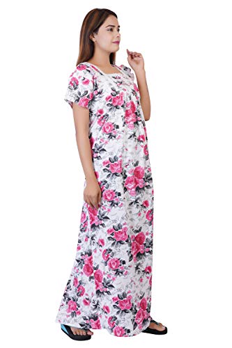 Image of Women's Cotton Block Print Knee Length Nighty