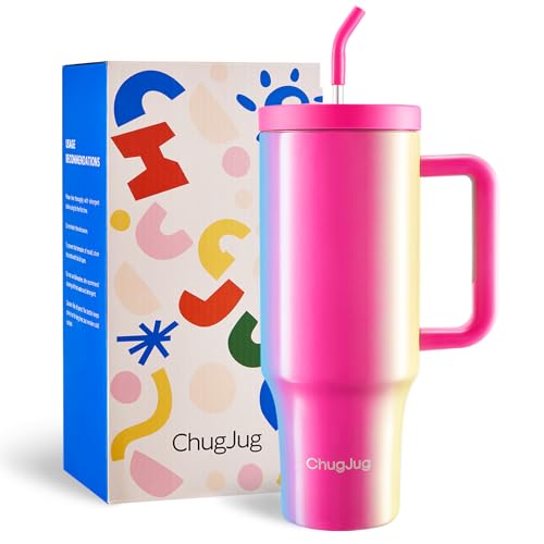 40 oz Tumbler with Handle and Straw Lid, Reusable Leak-Proof Insulated Tumblers, Stainless Steel Coffee Tumbler Cups Pink, Travel Mug for Home Office, Keep Cold 34Hrs, Cup Holder Friendly(Gala Shine)