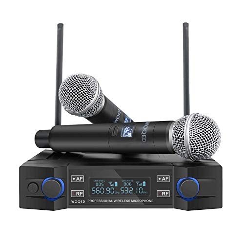 Microphone for Singing, WOQED Wireless Microphone, 2021 Upgraded, Wireless Microphone System, Cordless Mic Set, Wireless Microphone for Singing, Party, Home Karaoke, Meeting, Wedding, Church