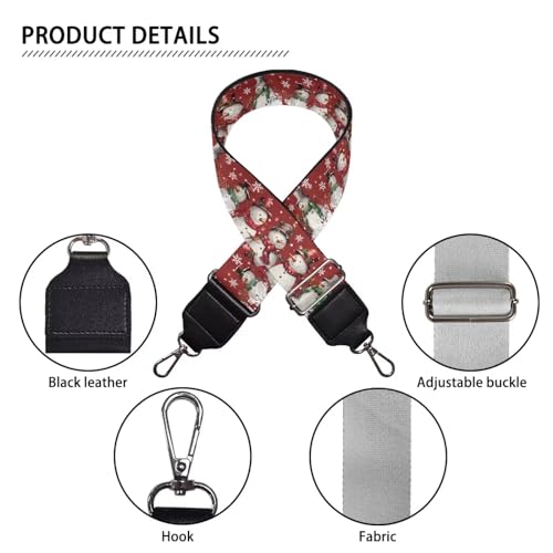 Image of Talayituse Snowman Snowflake Print Purse Strap for Women Christmas Decoration Wide Shoulder Strap Adjustable Replacement Belt for Crossbody Canvas Handbag Luggage Guitar, 1 Pack