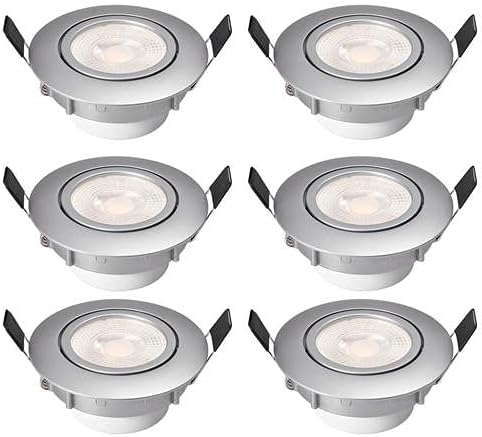 6X LED Recessed Ceiling Lights Dimmable, Spot Lights, 3000K, 230V, 5W 480 Lumen, Rotatable, LED Down Light for Living Room Bedroom Bathroom Kitchen Cabinet Showcase Store Bar (6 Pack Warm White)