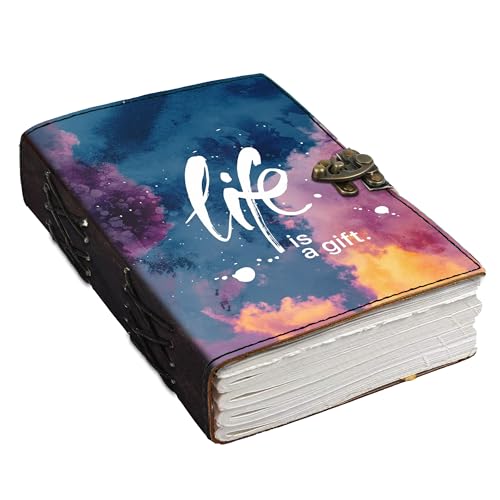 Image of DI-KRAFT Customize Diary with Name with Beautiful UV Prints | Customized Leather Writing Diary Unruled White Paper Journal Personal Notepad Sheets Daily Planner for Gifting (Pattern 6)