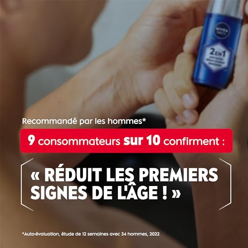 NIVEA MEN Sérum Power 2-en-1 LUMINOUS630® anti-âge & anti-taches (1 x 30 ml), Sérum hydratant visage enrichi en acide hyaluronique, Soin homme pour tous types de peaux