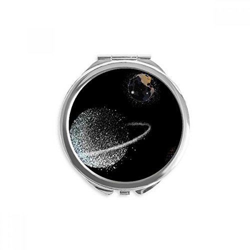 Miroir de poche rond blanc Terre univers et nébuleuses DIYthinker portable