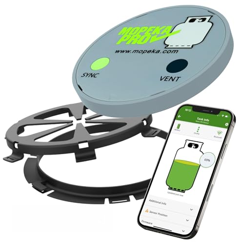 Gasflaschen Füllstandsanzeige PRO by MOPEKA - Ultraschallsensor für LPG - Magnetbefestigung für Stahl plus Kleberahmen für Aluminium - Bluetooth App - Horizontal und Vertikal - 5 kg 11 kg 33 kg