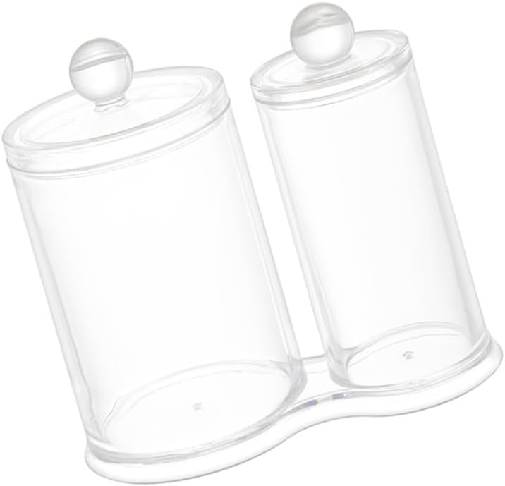 Clear Acrylic Bathroom Organizers Jars Vanity Storage Jars for Cotton Swabs Makeup Supplies and Small Essential Storage