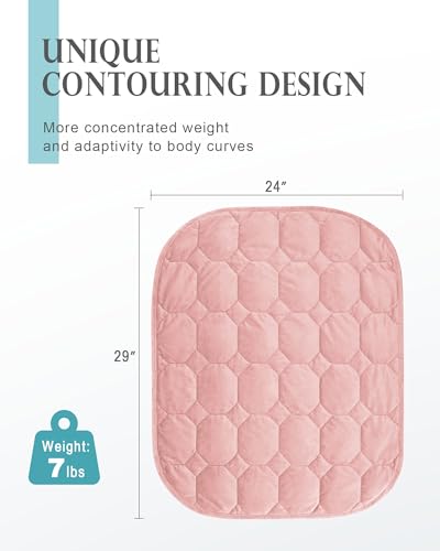 Image of Weighted Lap Blanket 7lbs, Cozy Luxury Crystal Velvet Weighted Blanket for Adults, Small Weighted Blanket for Relaxation, Sleeping, Travel, Dull Pink, 29 inch x 24 inch