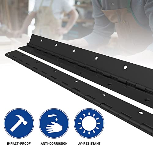 20Inch Black Continuous & Piano Hinges, 2Pcs Heavy Duty Stainless Steel Piano Hinge With Hole, 0.05" Thickness/1.2" Open Width Folding Cabinet Door Butt Hinge #TOP5