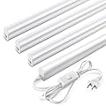 Pak 4FT LED Shop Lights, 2300LM 6500K Cool White, 20W Energy Efficient Linkable Ceiling and Under Cabinet Lighting, T5 Integrated Utility Fixture for Garage, Workshop, Basement, FCC Certified, 4 Pack