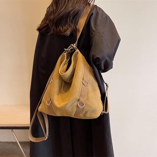 Image of Tote Bag for Women,Canvas Tote Bag with Zipper, Retro Large Capacity Casual Shoulder Handbags with Inner Pockets