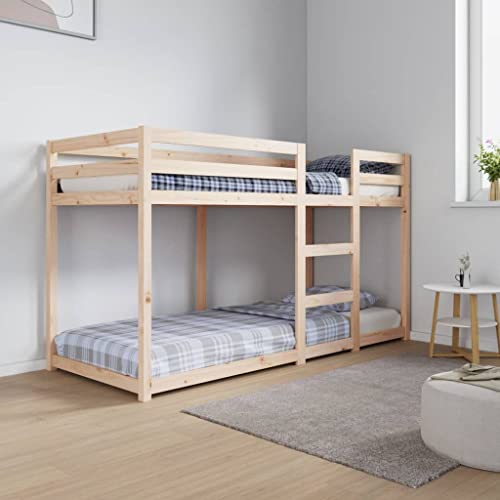 vidaXL Etagenbett, Stockbett für begrenzte Platzverhältnisse, Hochbett mit Leitplanken, Bett Bettgestell Bettrahmen, 75x190cm Massivholz Kiefer