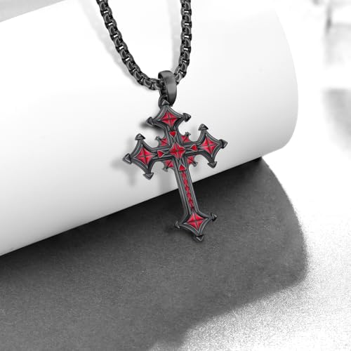 Gothic Cross Necklace S925 Sterling Silver Goth Necklace Black Cross Necklace Gothic Jewelry Gifts for Men Women2